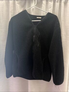 Gu - Black Sherpa Pullover Sweater Size Small